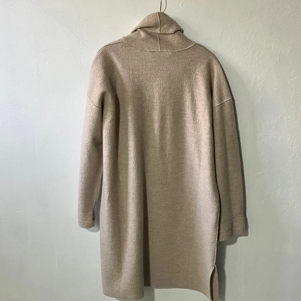 NEW! Eileen Fisher High Collar Boiled Wool Coat in Maple Oat - Picture 2 of 12